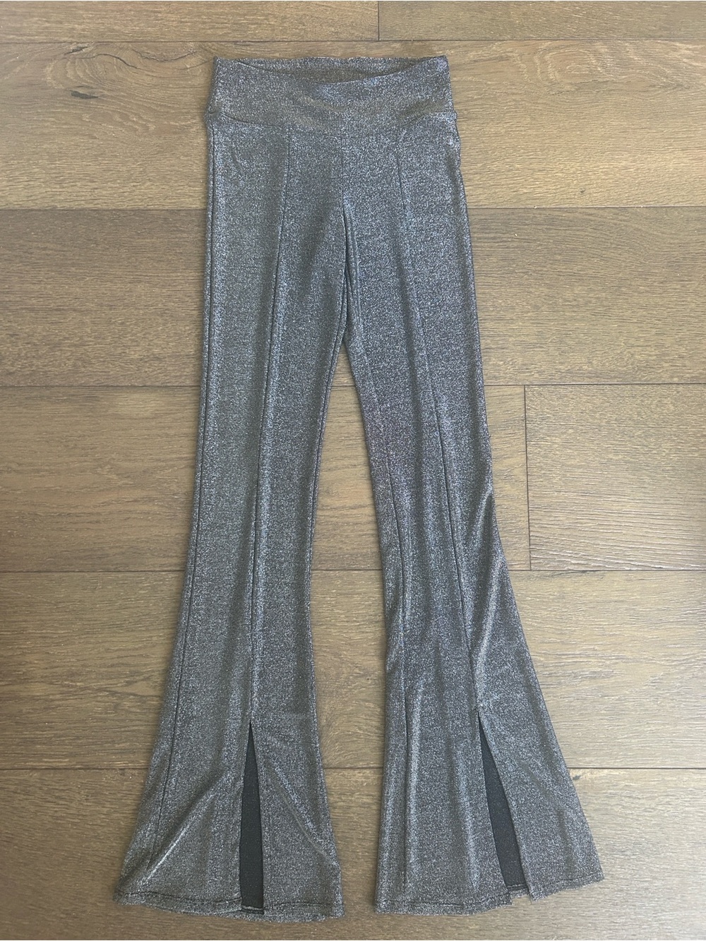 Forever 21 Black Silver Sparkle Flare Leggings